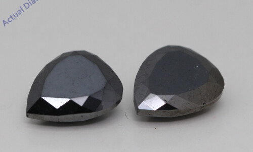 A Pair Of Pear Cut Natural Mined Loose Diamonds (7.27 Ct,Black(Irradiated) Color,Clarity)