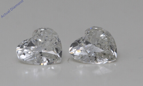 A Pair Of Heart Cut Natural Mined Loose Diamonds (0.6 Ct,I Color,I1 Clarity)