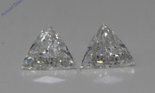 A Pair Of Trilliant Cut Natural Mined Loose Diamonds (0.63 Ct,H Color,Si1-Si2 Clarity)