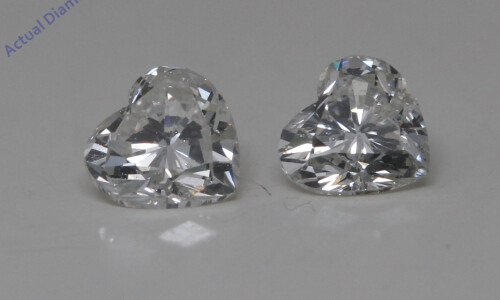 A Pair Of Heart Cut Natural Mined Loose Diamonds (0.74 Ct,J Color,Si2 Clarity)