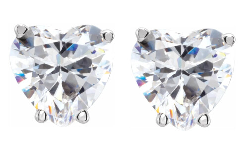 Heart Diamond Stud Earrings 14K White Gold (0.83 Ct,J Color,Vs2 Clarity)