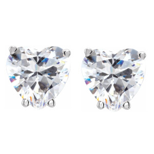 Heart Diamond Stud Earrings 14K White Gold (1.49 Ct,F Color,Vs2-Si1 Clarity)