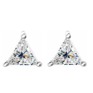 Triangle Diamond Stud Earrings 14K White Gold (1.46 Ct,F Color,Si1 Clarity)