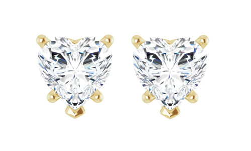 Heart Natural Mined Diamond Stud Earrings 14K Yellow Gold (0.91 Ct,I Color,Si2 Clarity)