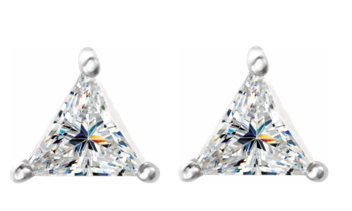 Triangle Natural Mined Diamond Stud Earrings 14K White Gold (0.5 Ct,E Color,Vs1 Clarity)