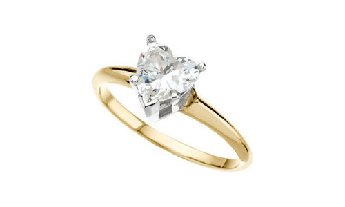 Heart Natural Mined Diamond Solitaire Engagement Ring,14K Yellow Gold (0.61 Ct,E Color,Vs2 Clarity)