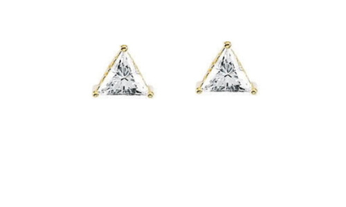 Triangle Diamond Stud Earrings 14K Yellow Gold (0.55 Ct,G Color,Si2 Clarity)