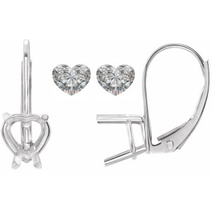 Heart Natural Mined Diamond Lever Back Earrings 14K White Gold (0.6 Ct,I Color,Vs2-Si1 Clarity)