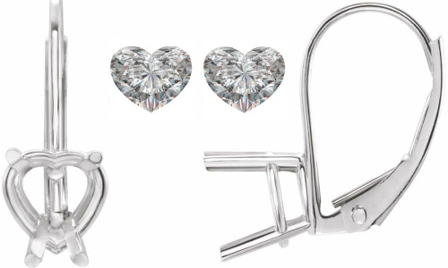 Heart Natural Mined Diamond Lever Back Earrings 14K White Gold (0.75 Ct,I Color,Vs1-Vs2 Clarity)