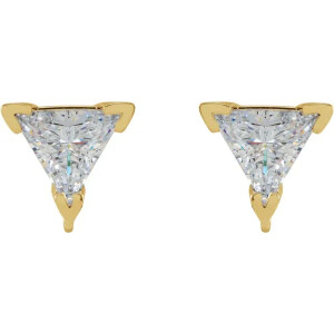 Triangle Natural Mined Diamond Stud Earrings 14K Yellow Gold (0.5 Ct,E Color,Vs1 Clarity)