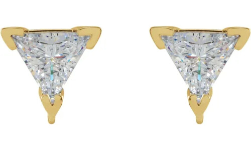 Triangle Natural Mined Diamond Stud Earrings 14K Yellow Gold (0.5 Ct,E Color,Vs1 Clarity)