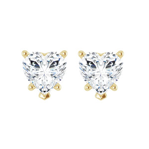 Heart Natural Mined Diamond Stud Earrings 14K Yellow Gold (0.59 Ct,E Color,Si2 Clarity)