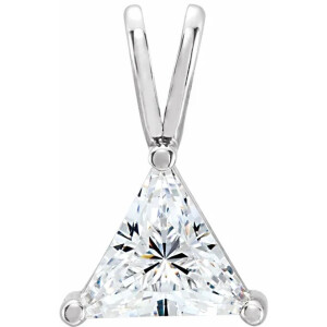 Triangle Natural Mined Diamond Solitaire Pendant Necklace 14K White Gold (0.99 Ct,H Color,Si2 Clarity)