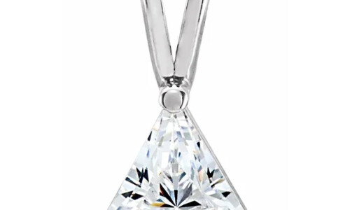 Triangle Natural Mined Diamond Solitaire Pendant Necklace 14K White Gold (0.99 Ct,H Color,Si2 Clarity)