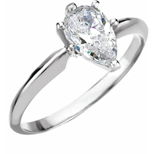 Pear Natural Mined Diamond Solitaire Engagement Ring,14K White Gold (0.56 Ct,J Color,Si2 Clarity) Gia