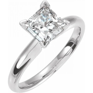 Princess Natural Mined Diamond Solitaire Engagement Ring,14K White Gold (0.5 Ct,E Color,Vs2 Clarity) Gia