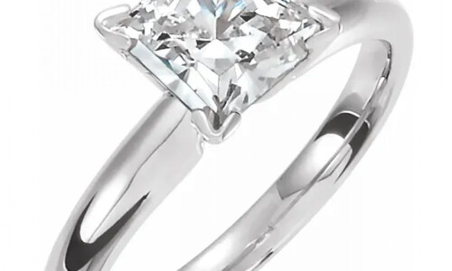 Princess Natural Mined Diamond Solitaire Engagement Ring,14K White Gold (0.5 Ct,E Color,Vs2 Clarity) Gia