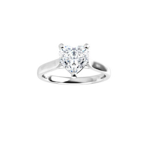 Heart Natural Mined Diamond Solitaire Engagement Ring,14K White Gold (1 Ct,D Color,Vs2 Clarity) Gia