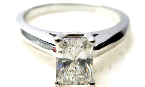 Radiant Natural Mined Diamond Engagement Ring 14K White Gold (1.33 Ct H Vs2(Enhanced) Clarity)