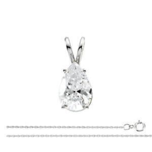 Pear Natural Mined Diamond Solitaire Pendant Necklace 14K White Gold (0.91 Ct,E Color,Si2 Clarity) Gia