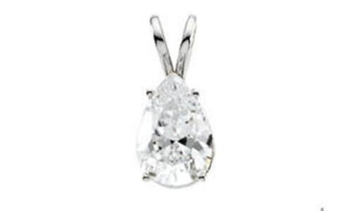 Pear Natural Mined Diamond Solitaire Pendant Necklace 14K White Gold (0.91 Ct,E Color,Si2 Clarity) Gia