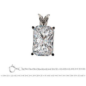 Radiant Natural Mined Diamond Pendant 14K White Gold (1.33 Ct H Vs2(Enhanced) Clarity)