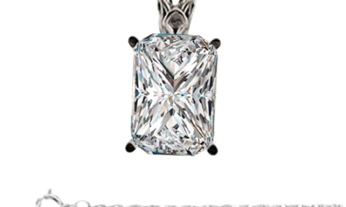 Radiant Natural Mined Diamond Pendant 14K White Gold (1.33 Ct H Vs2(Enhanced) Clarity)