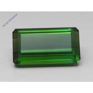 Emerald Cut Natural Mined Loose Tourmaline (21.66 Ct,Dark Green(Heat-Treated) Color,Vs2 Clarity)