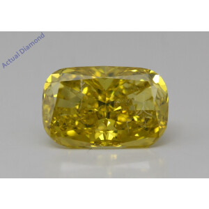 Cushion Natural Mined Loose Diamond (1.86 Ct Intense Yellow(Irradiated) Vs1(Enhanced) Clarity) Igl