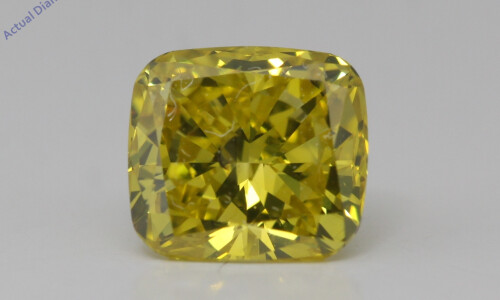 Cushion Natural Mined Loose Diamond (1.56 Ct Yellow(Irradiated) Vs2(Enhanced Drilled) Clarity) Igl