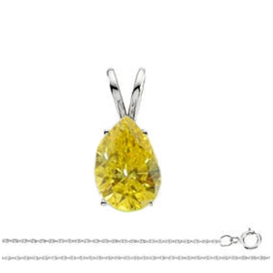 Pear Diamond Solitaire Pendant Necklace 14k  ( 0.72 Ct, Canary Yellow(Color Irradiated) Color, VS1 (Clarity Enhanced) Clarity)