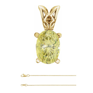 Oval Diamond Pendant 14K Yellow Gold (1.08 Ct Fancy Yellow(Irradiated) Vs2(Enhanced) Clarity) Igl