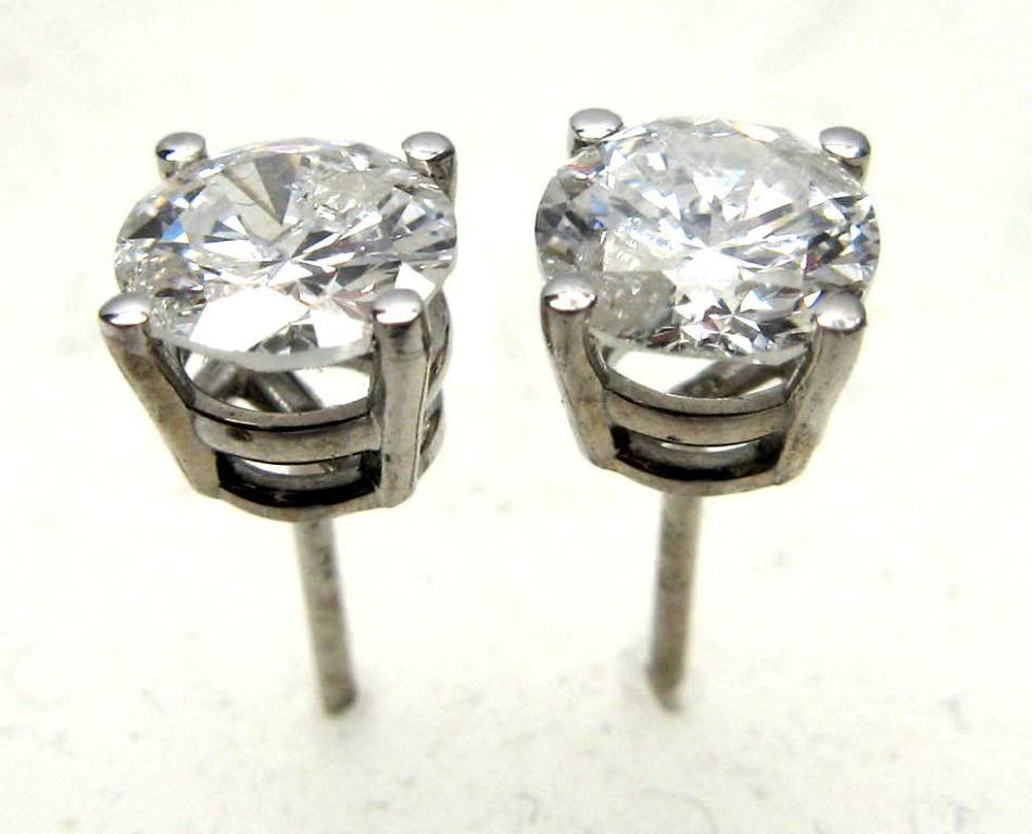 Round Diamond Stud Earrings 14k 1 3 Ct G Color I2 Clarity