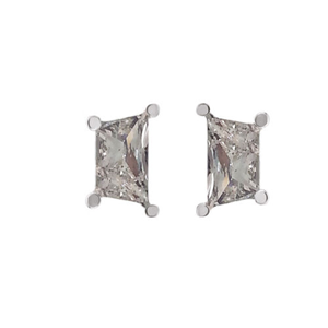 Trapezoid Brilliant Diamond Stud Earrings 14k  ( 0.9 Ct, J Color, SI1 Clarity)